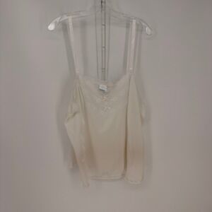 Velrose Camisole Women 1X White Lace Trim Bow Vintage Lingerie Coquette Romantic